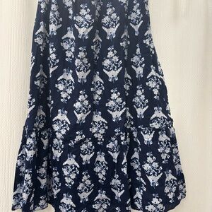J. Crew Factory Navy and White Floral A-Line Skirt